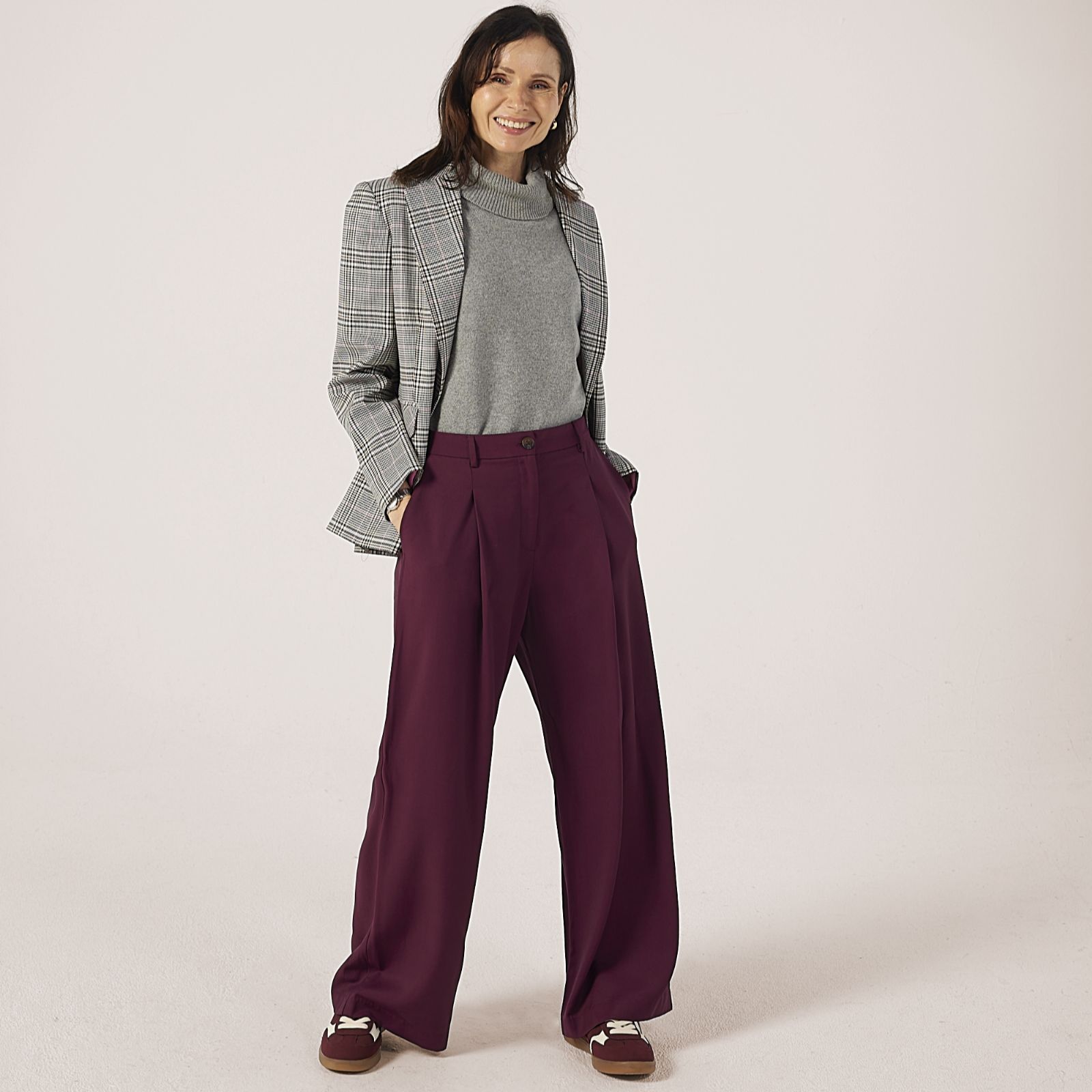 Helene Berman Single-Breasted Check Blazer