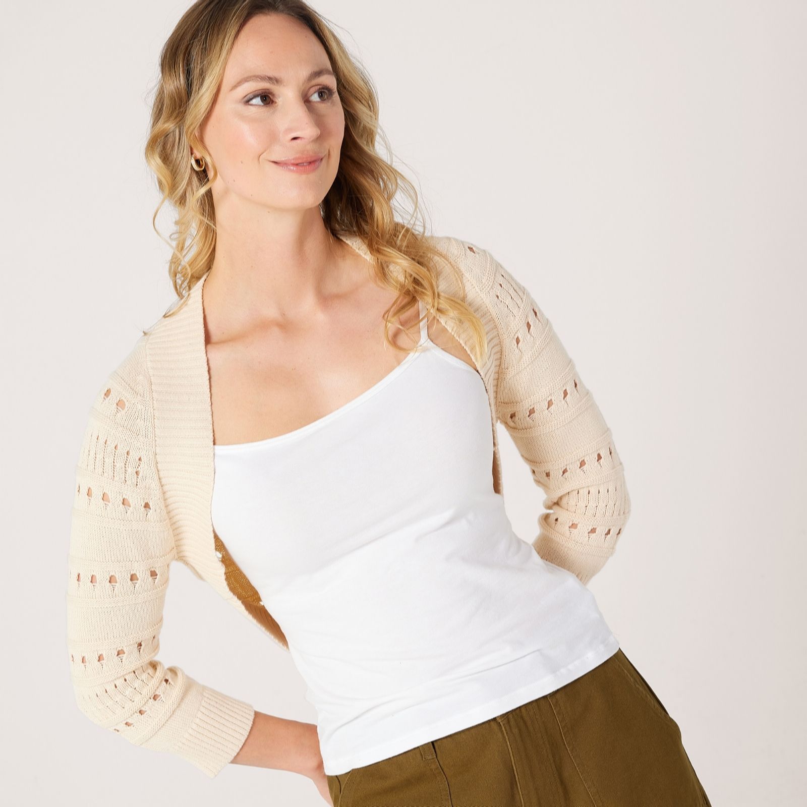 MarlaWynne Layers Cotton Open Stitch Knit Bolero