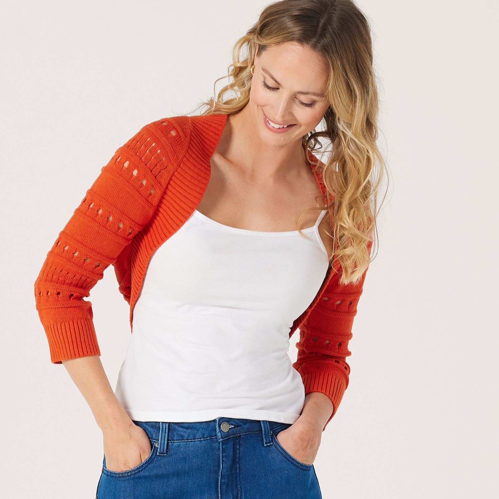 MarlaWynne Layers Cotton Open Stitch Knit Bolero