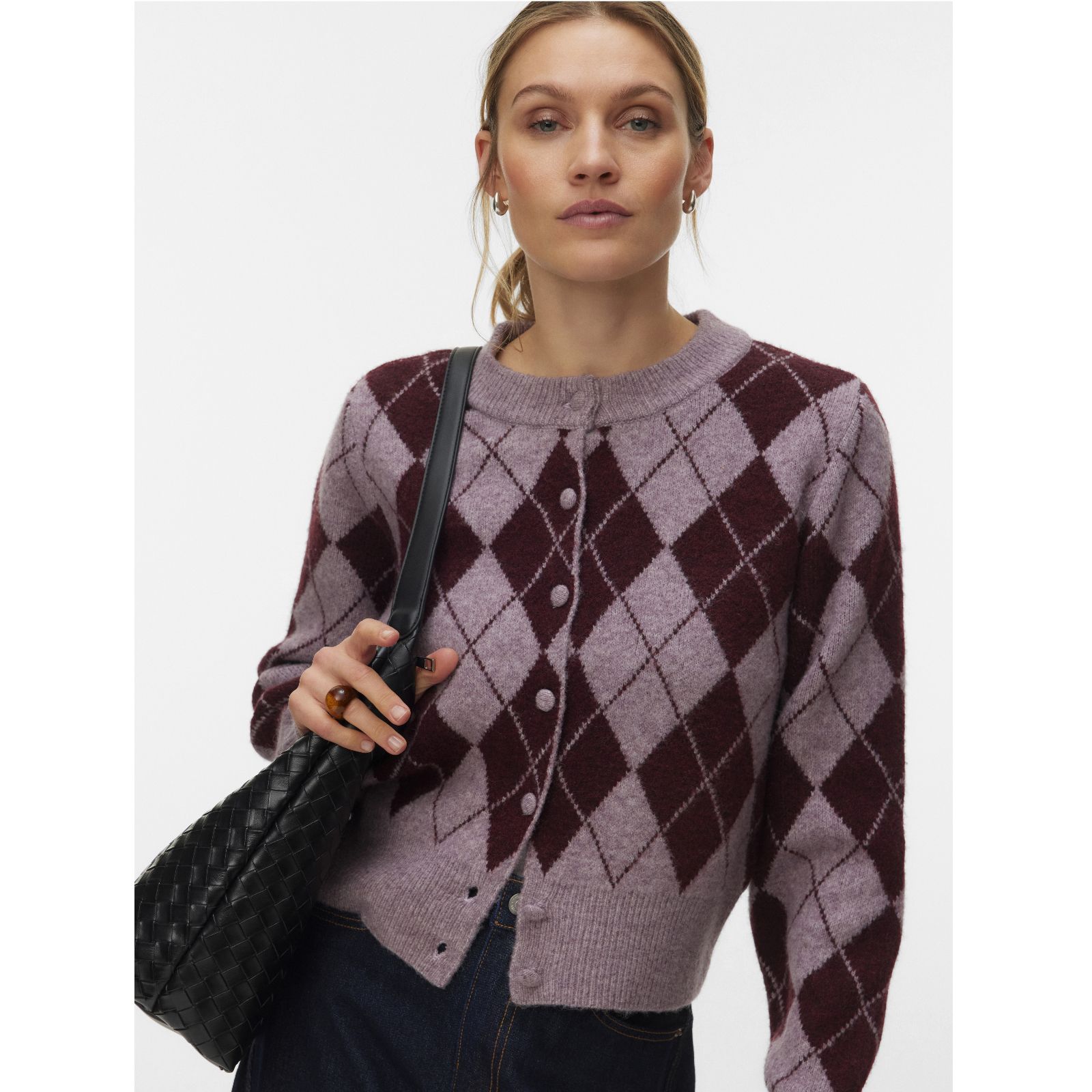 Vero Moda Halo Argyle Knitted Cardigan