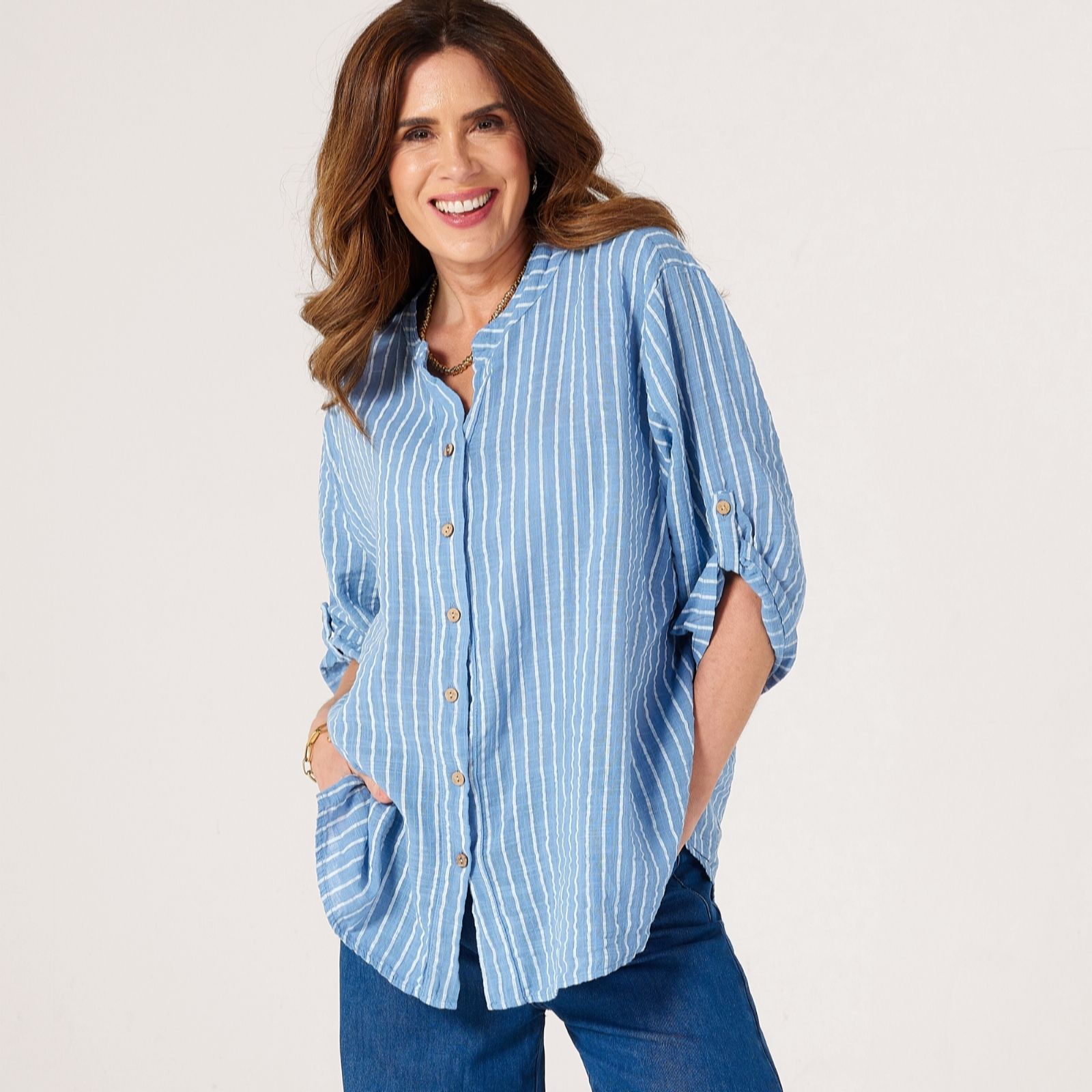 Izabel London Striped Cotton Shirt