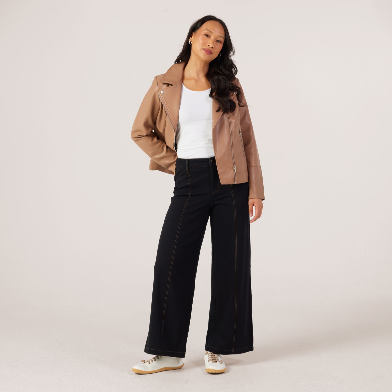 Denim & Co. Comfy Knit Denim Contrast Stitch Trouser Petite