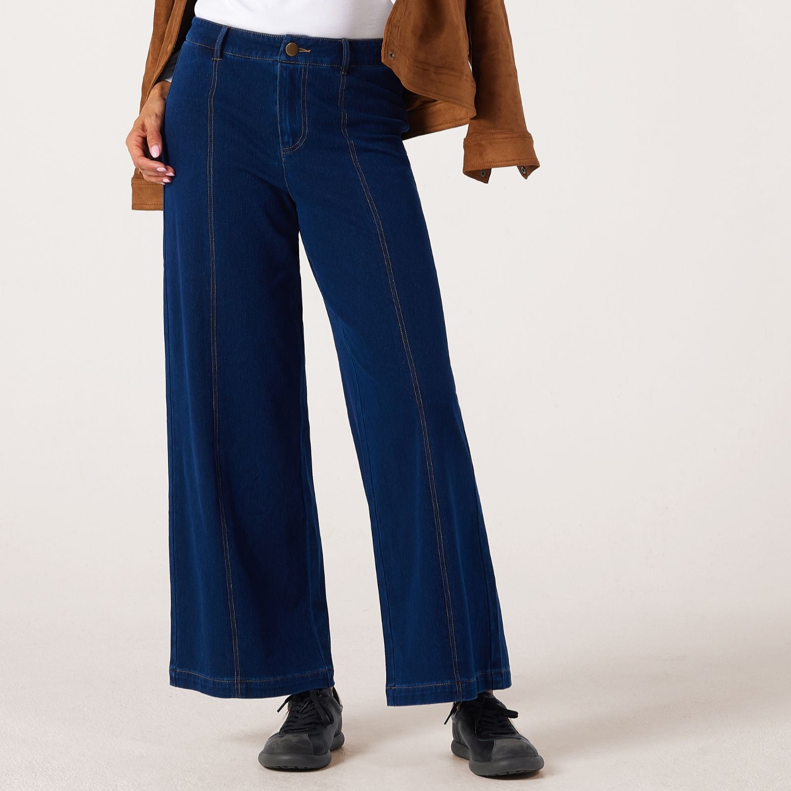 Denim & Co. Comfy Knit Denim Contrast Stitch Trouser Petite