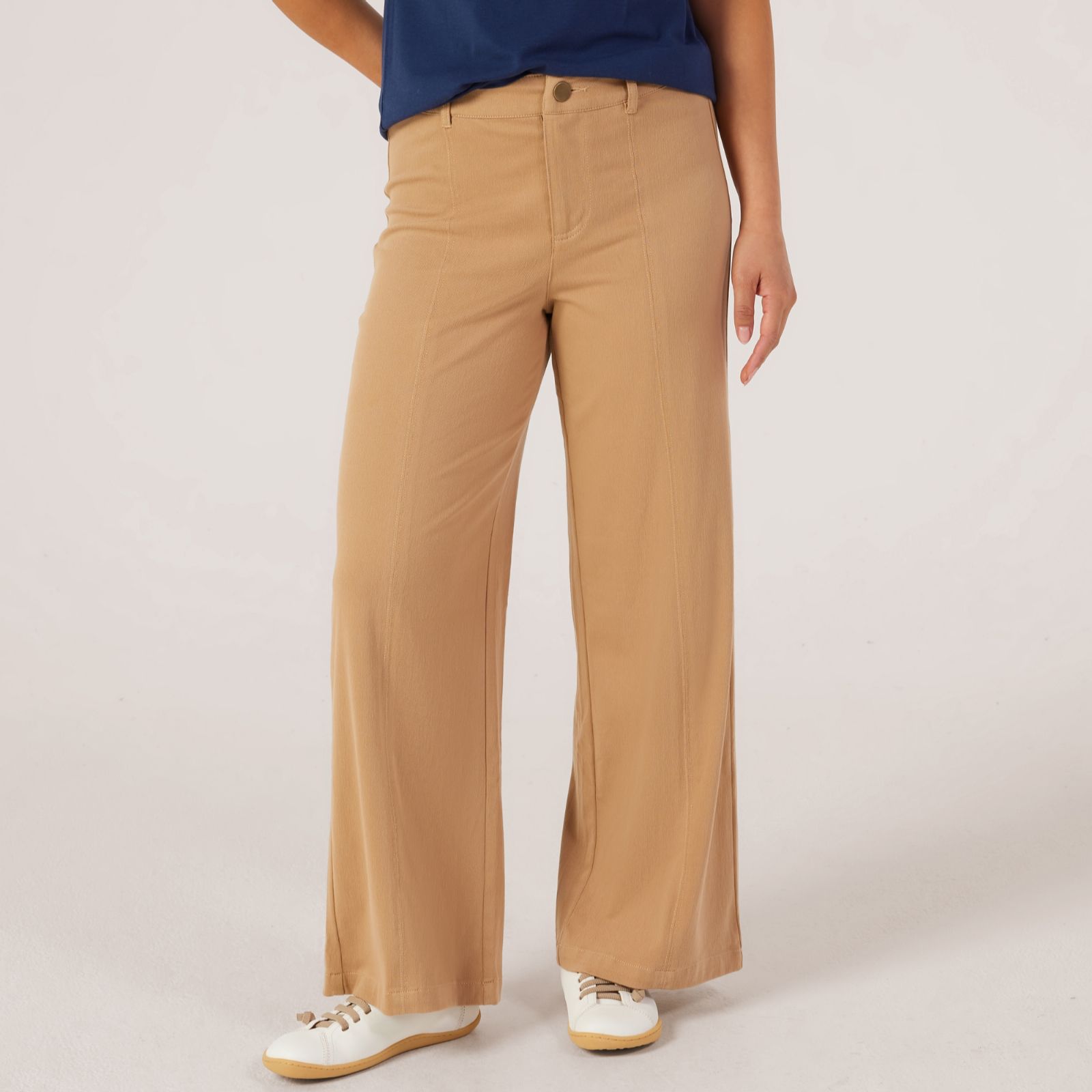 Denim & Co. Comfy Knit Denim Contrast Stitch Trouser Petite