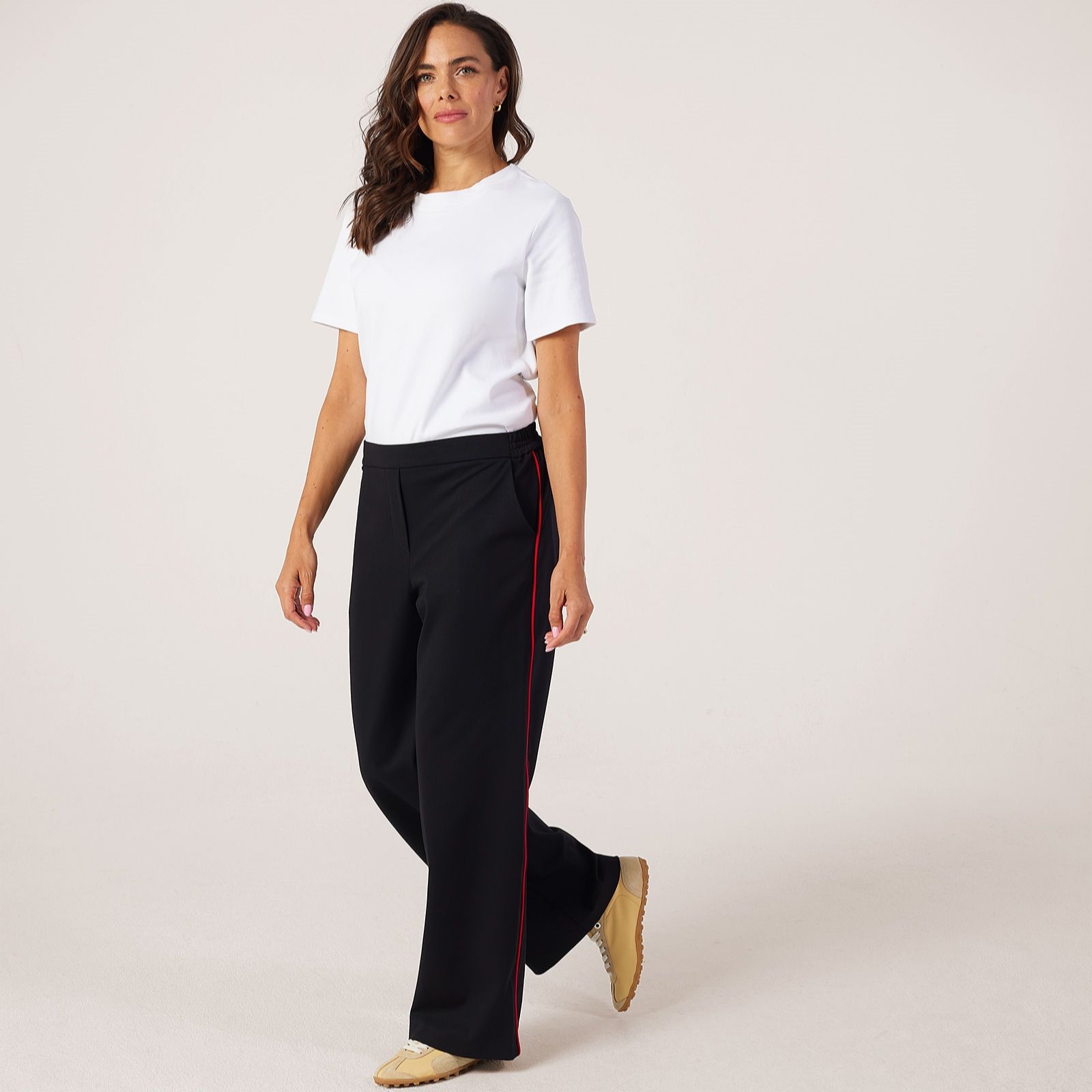 Helene Berman Stripe Ponte Stretch Waist Trousers
