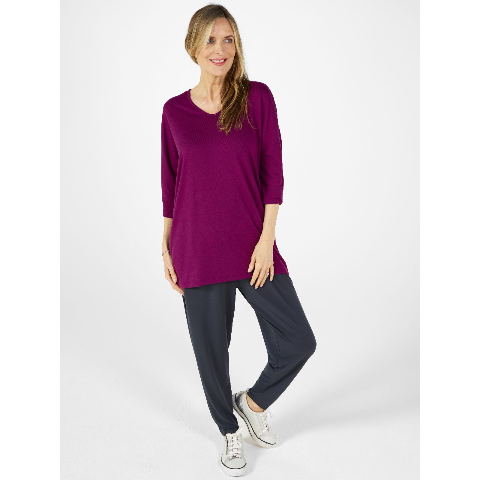 Kim & Co Soft Touch Dolman Sleeve V Neck Tunic - QVC UK