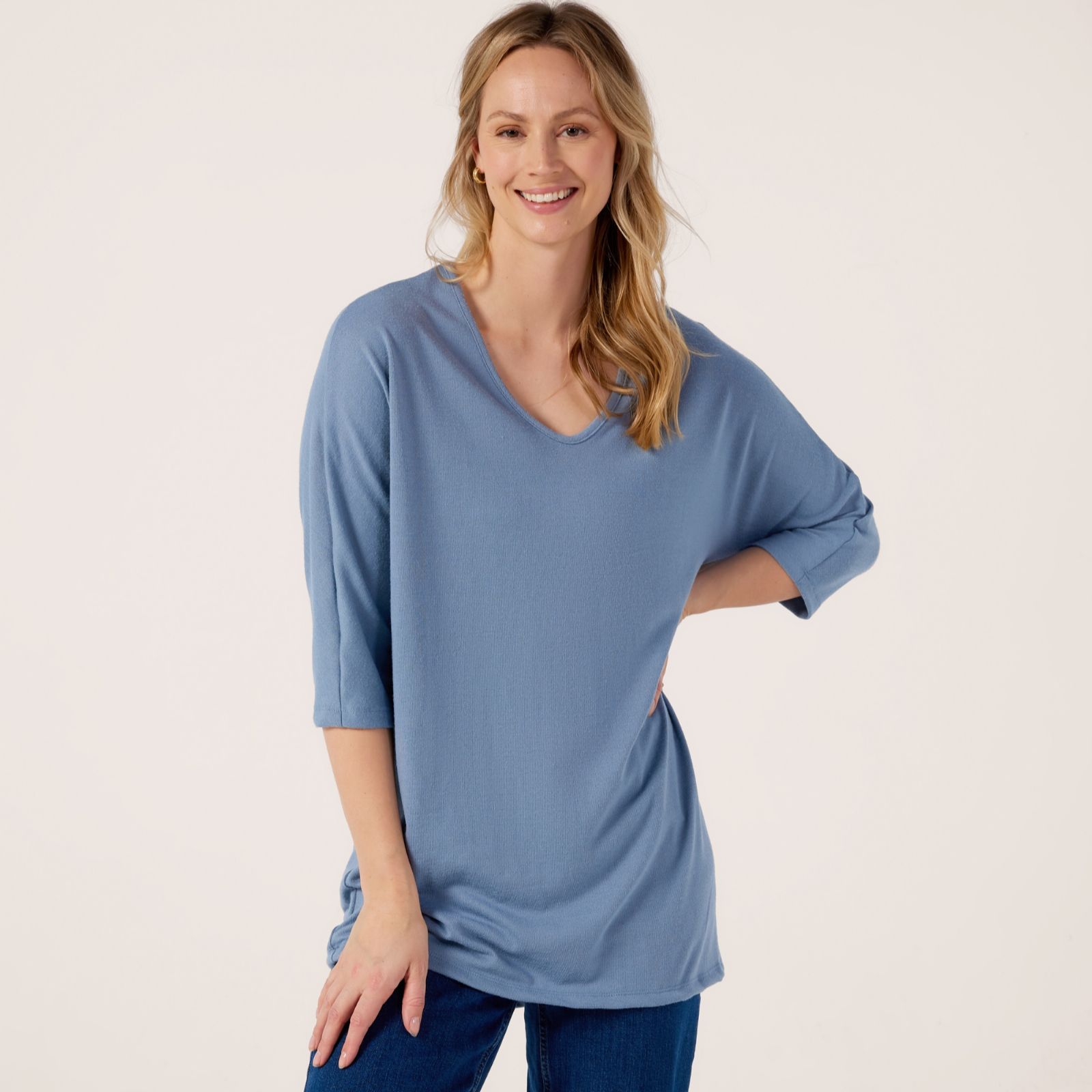 Kim & Co Soft Touch Dolman Sleeve V Neck Tunic