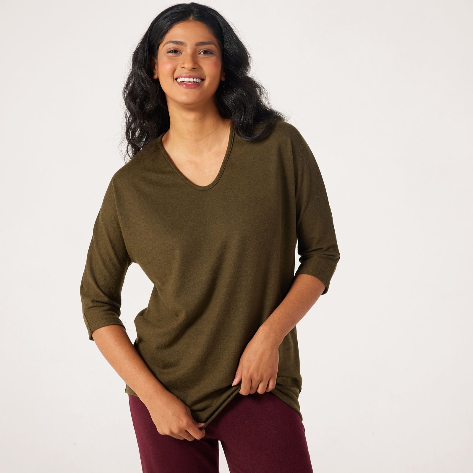 Kim & Co Soft Touch Dolman Sleeve V Neck Tunic