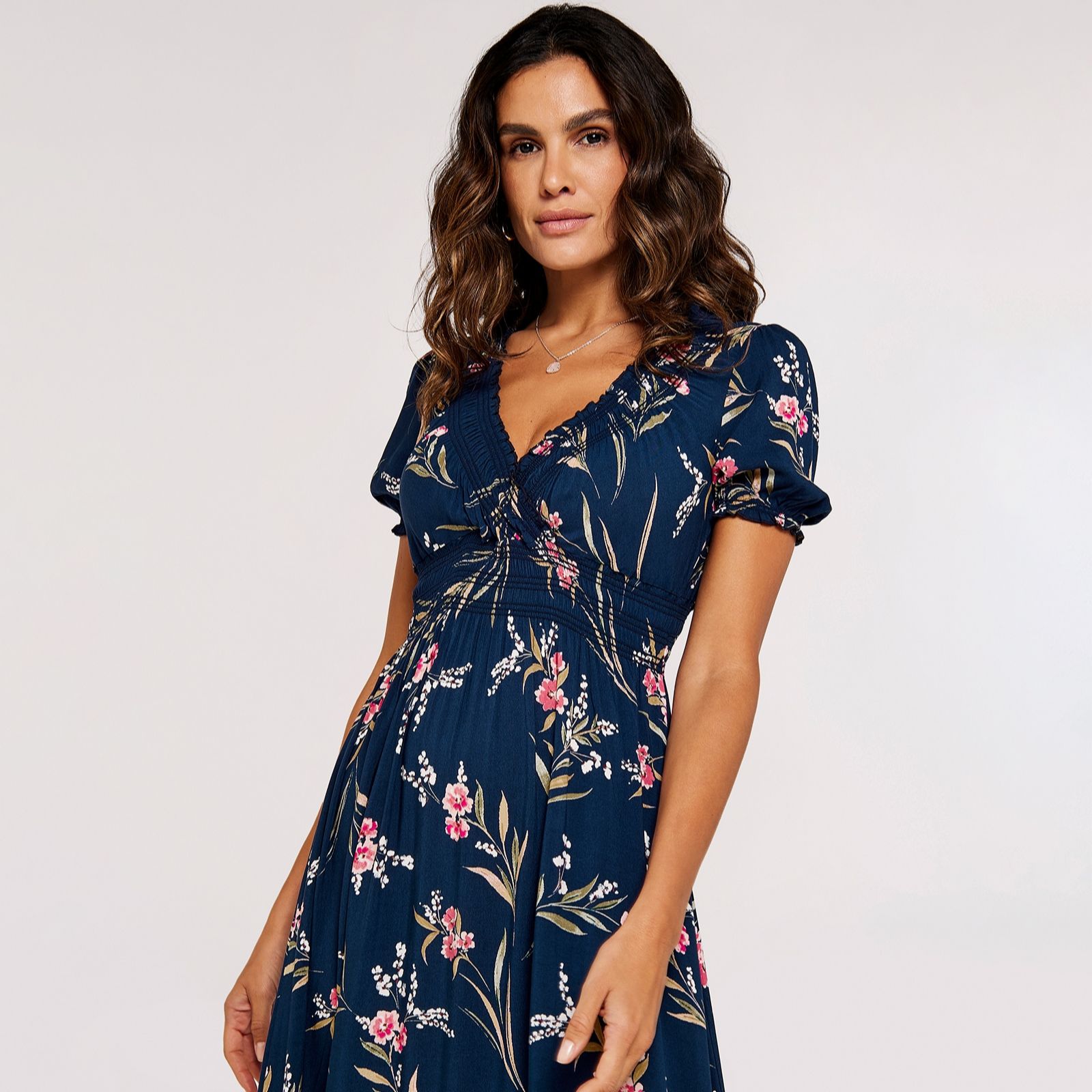 Apricot Watercolor Floral Smock Maxi Dress - QVC UK