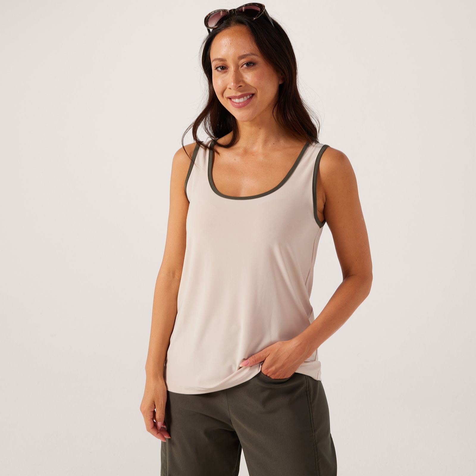 Kim & Co Deluxe Brazil Jersey Contrast Detail Sleeveless Vest