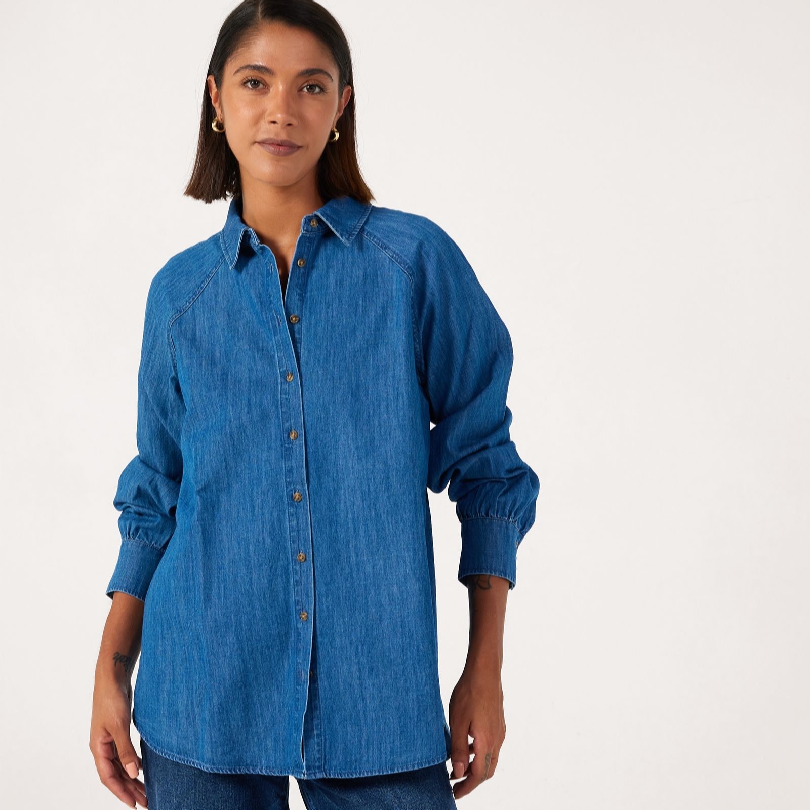 Ben De Lisi Denim Shaped Hem Shirt