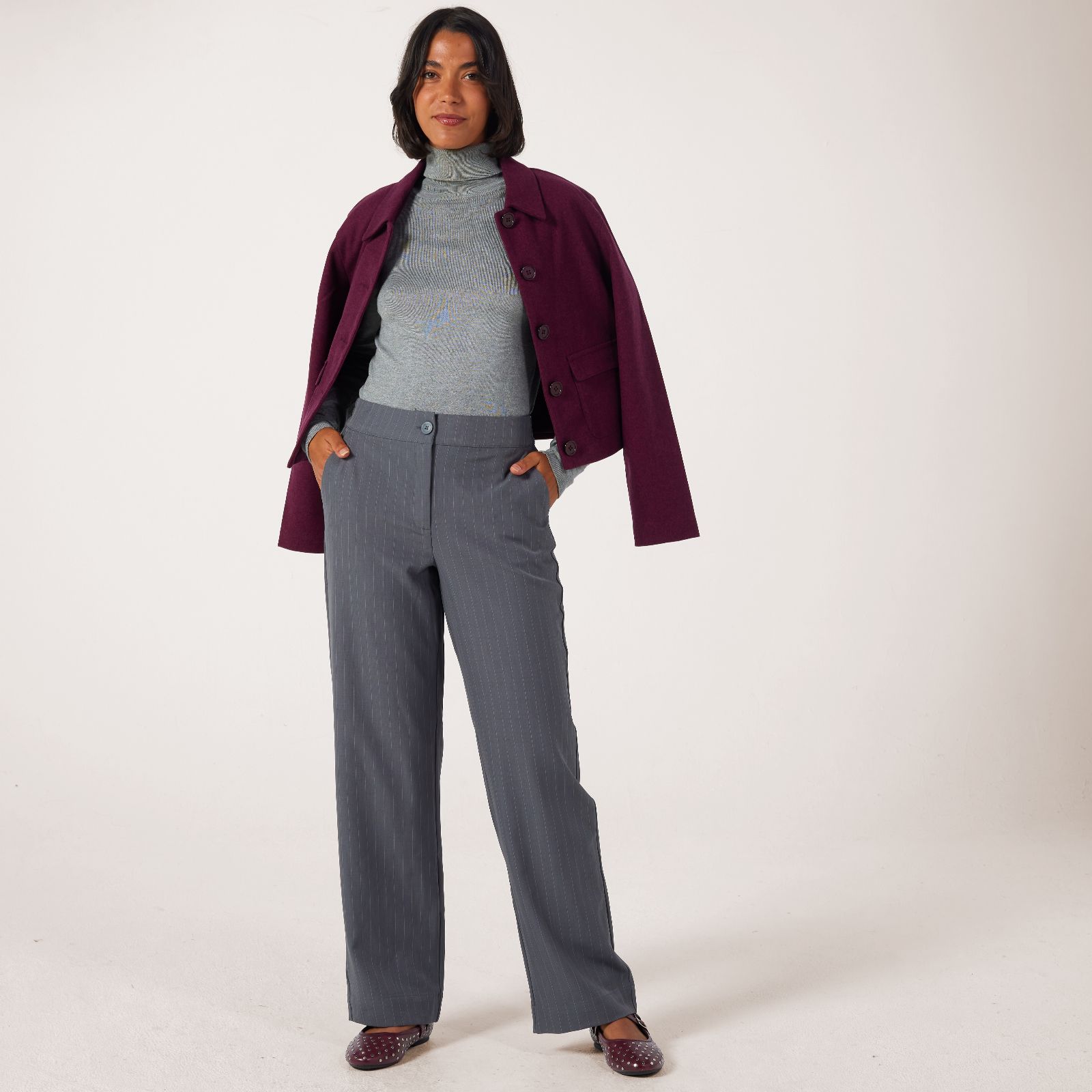 JDY Loui Straight-Leg Pinstripe Trousers