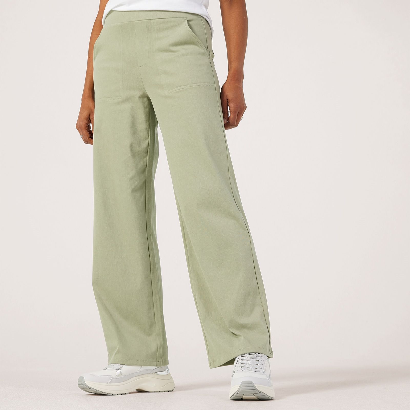 Denim & Co. Comfy Knit Denim Wide Leg Trouser Petite