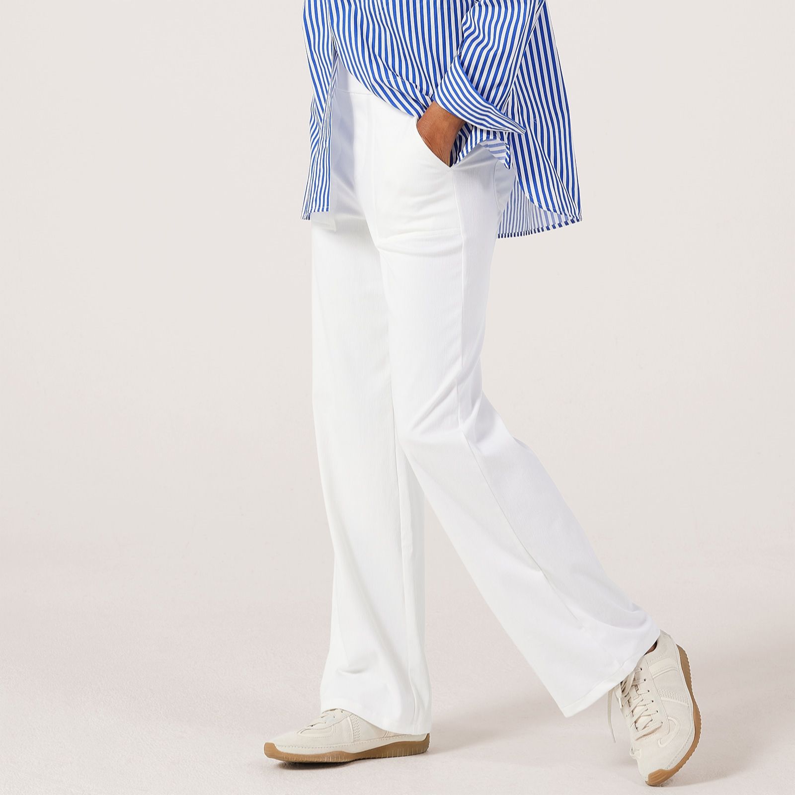 Denim & Co. Comfy Knit Denim Wide Leg Trouser Petite