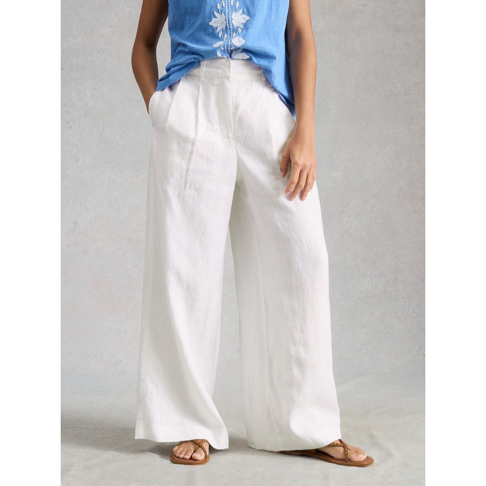 White Stuff Sasha Wide Leg Linen Trousers