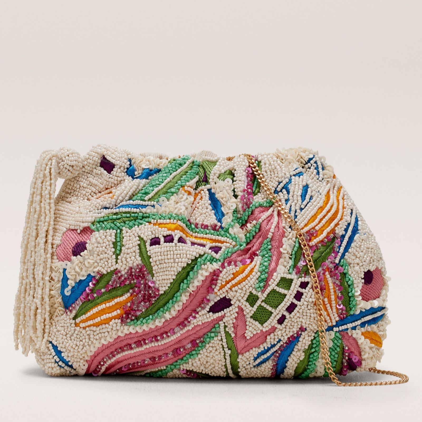 Apricot Beaded Embellished Bag