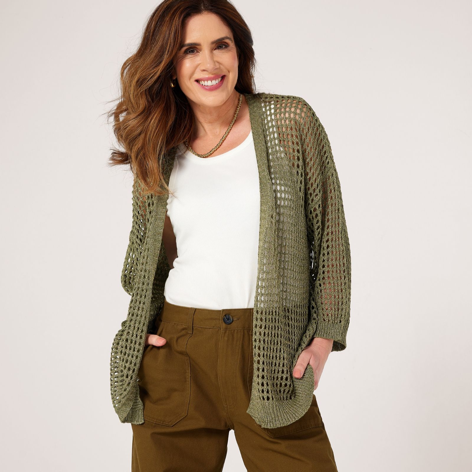 Izabel London Open Knit Cardigan