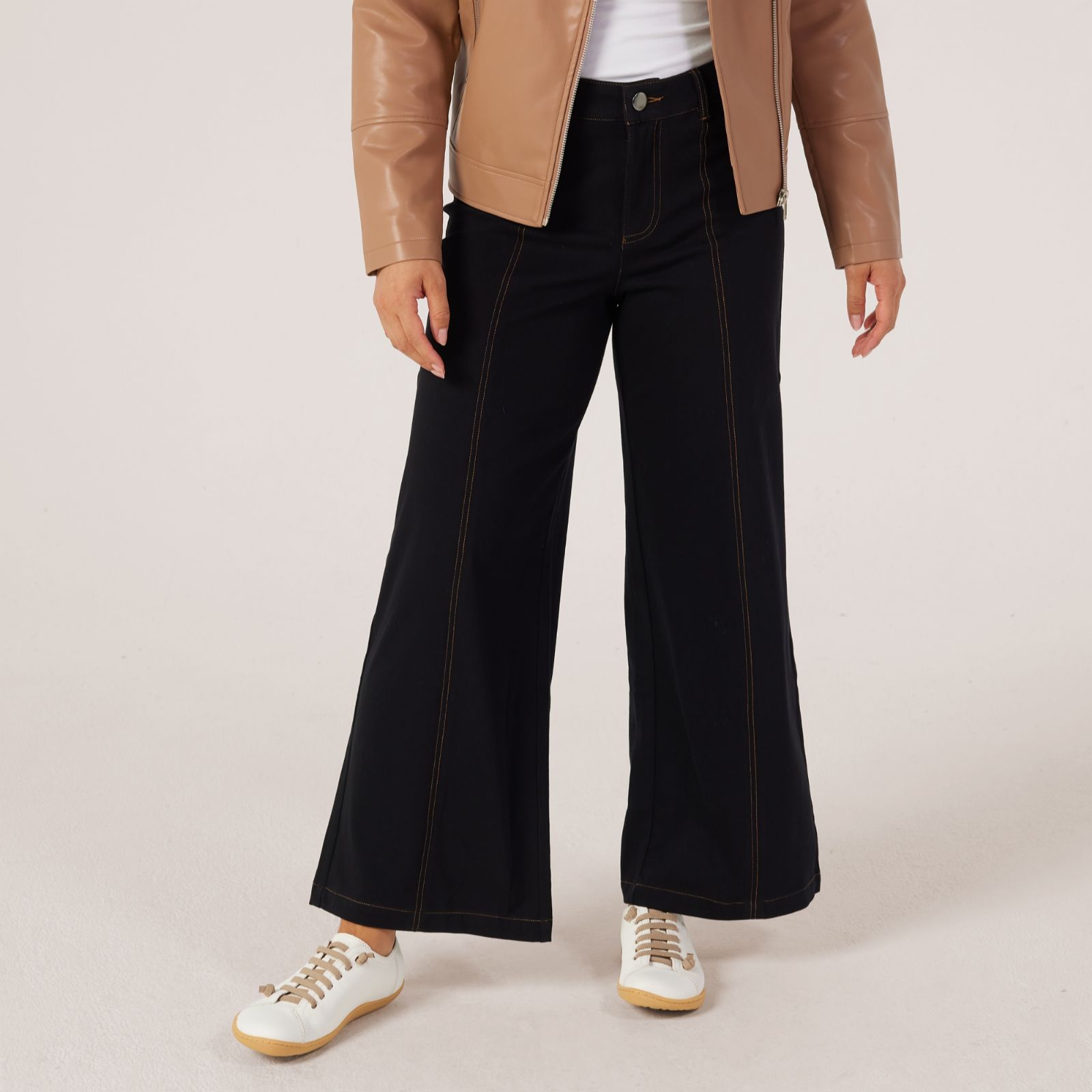 Denim & Co. Comfy Knit Denim Contrast Stitch Trouser Standard