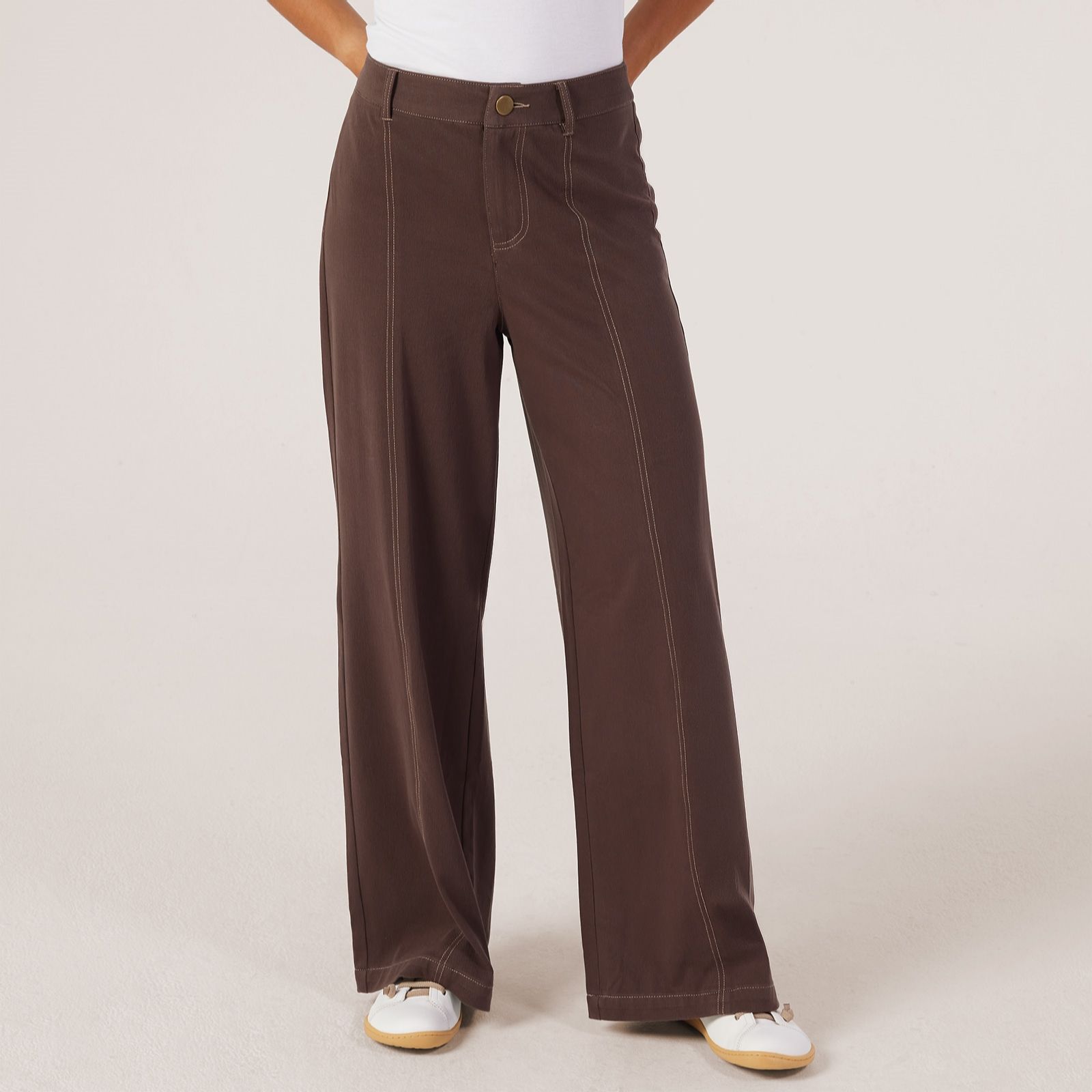 Denim & Co. Comfy Knit Denim Contrast Stitch Trouser Standard