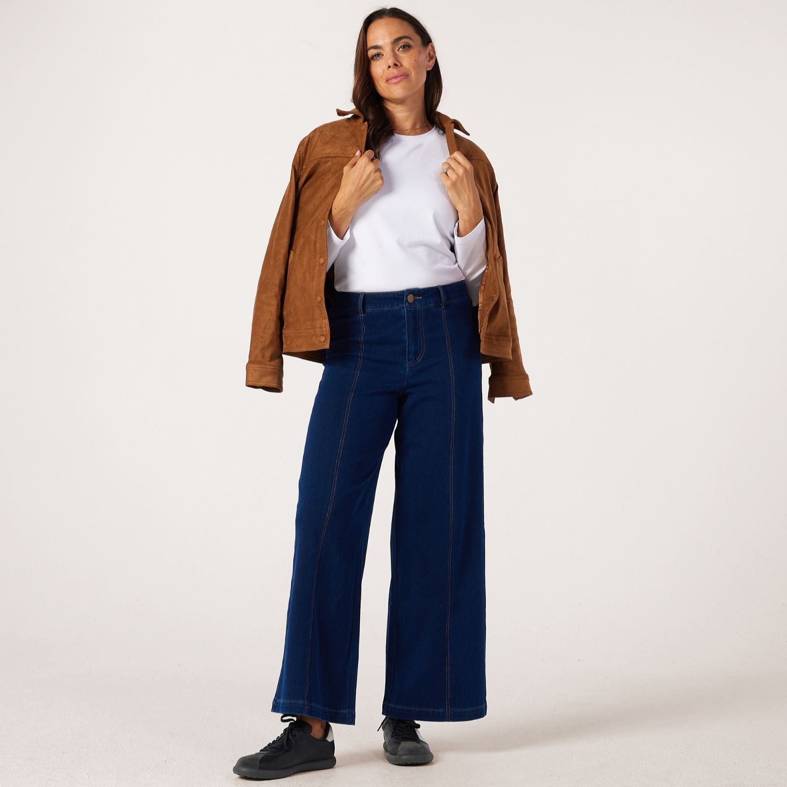 Denim & Co. Comfy Knit Denim Contrast Stitch Trouser Standard