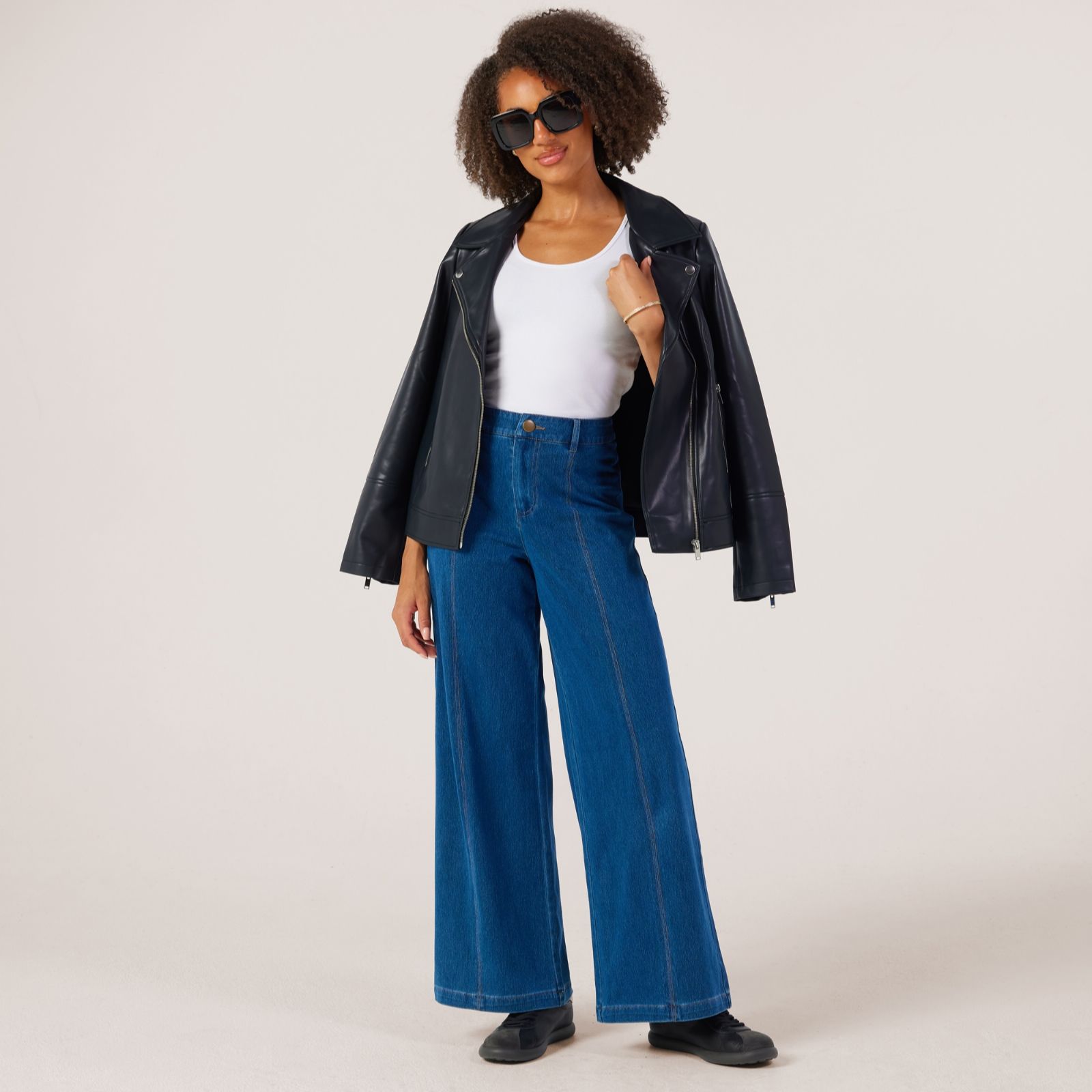 Denim & Co. Comfy Knit Denim Contrast Stitch Trouser Standard