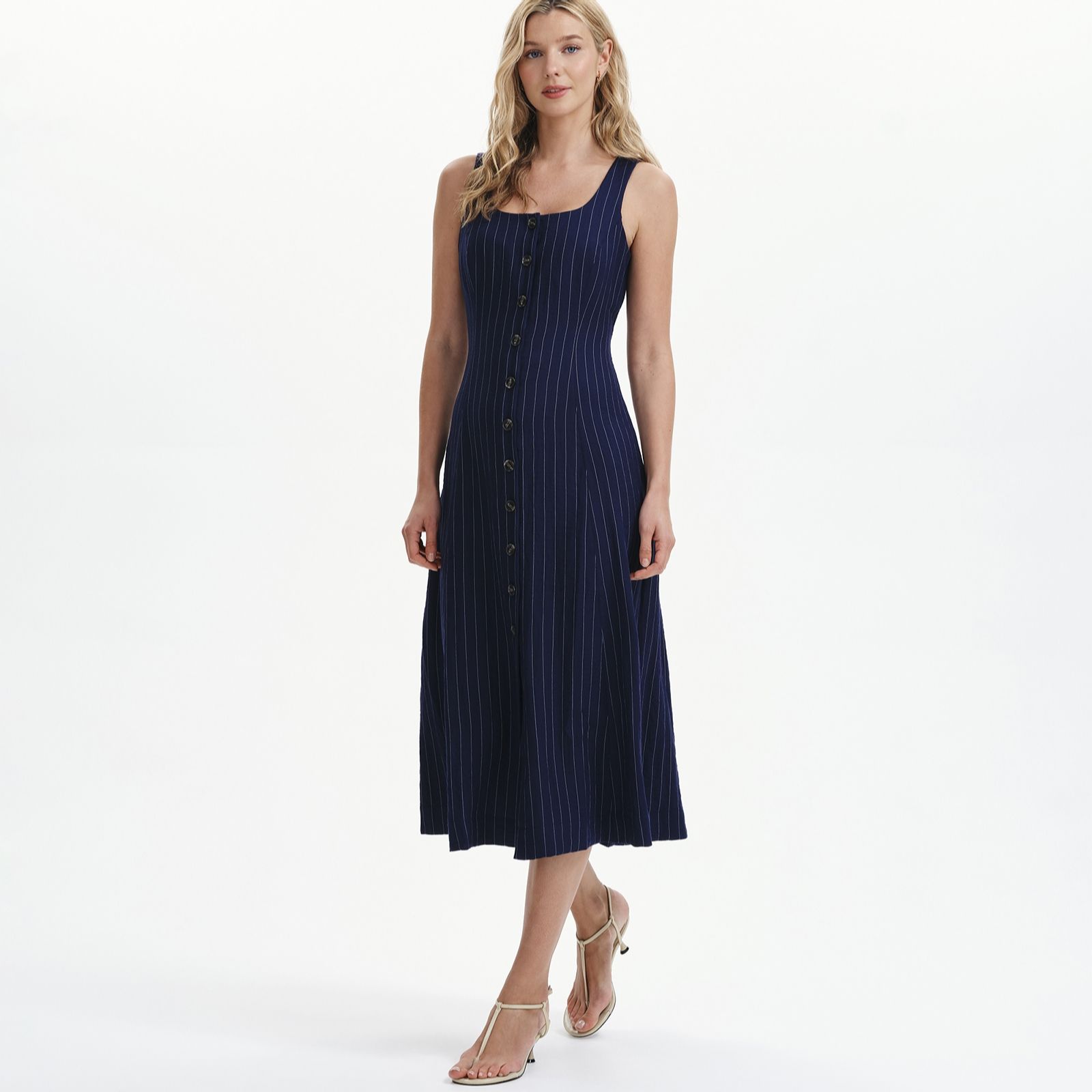 Finery London Jillian Striped Square Neck Dress Standard