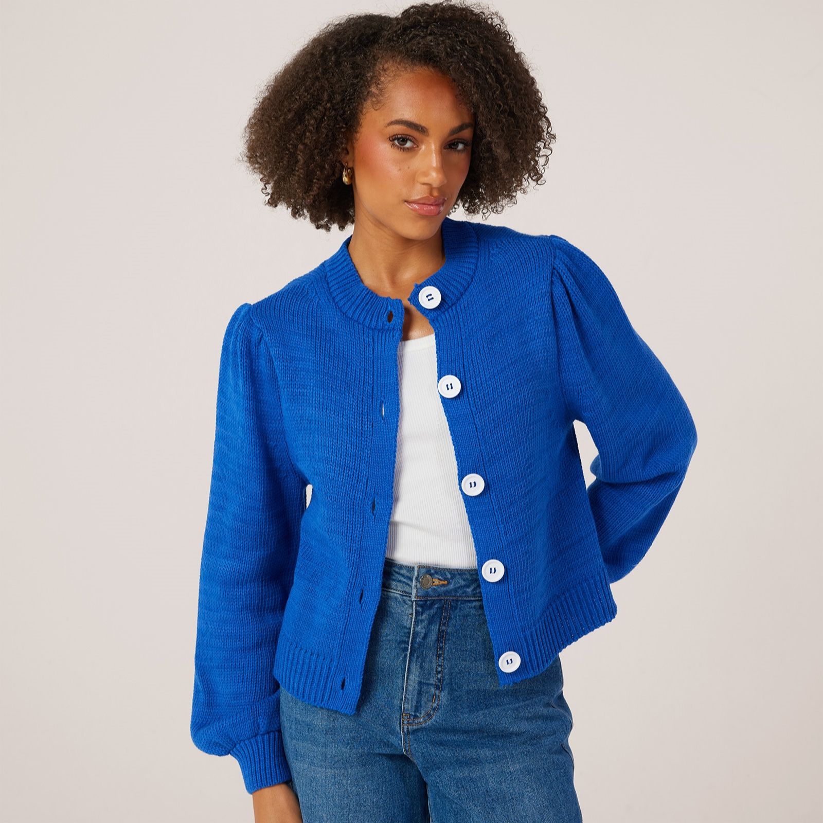 Helene Berman Bold Contrast Button Cardigan