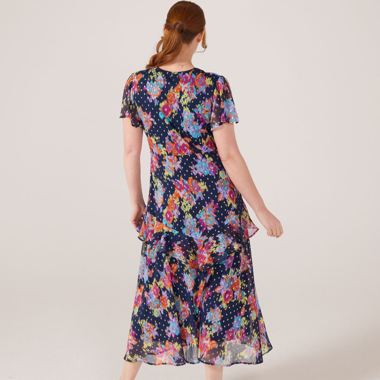 Dannii Minogue Foil Printed Frill Maxi Dress Petite - QVC UK