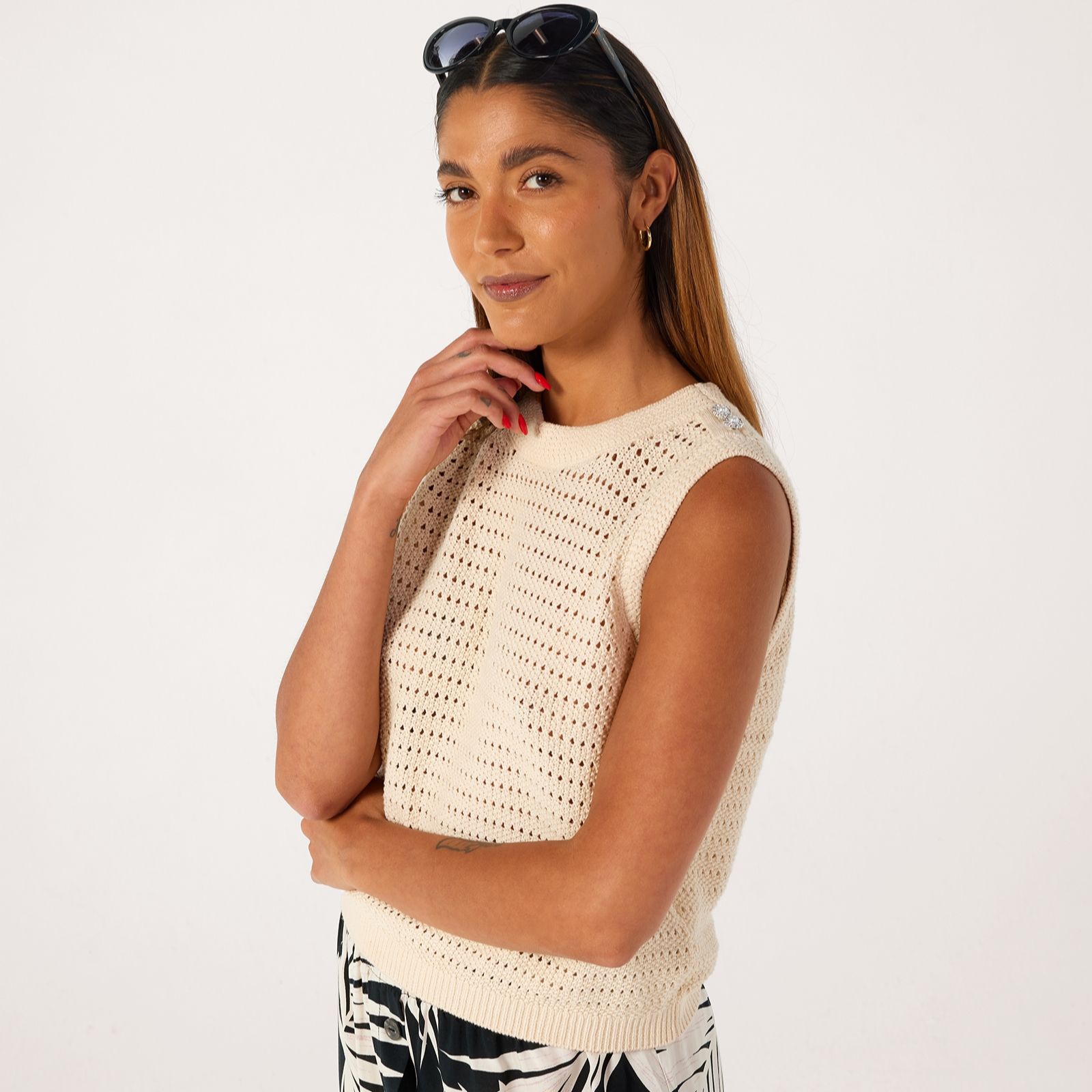 JDY Nete Button Shoulder Detail Knitted Vest