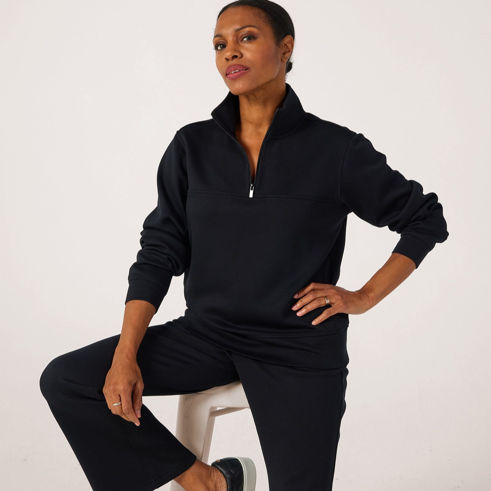 Denim & Co.  Super Soft Zip Front Top