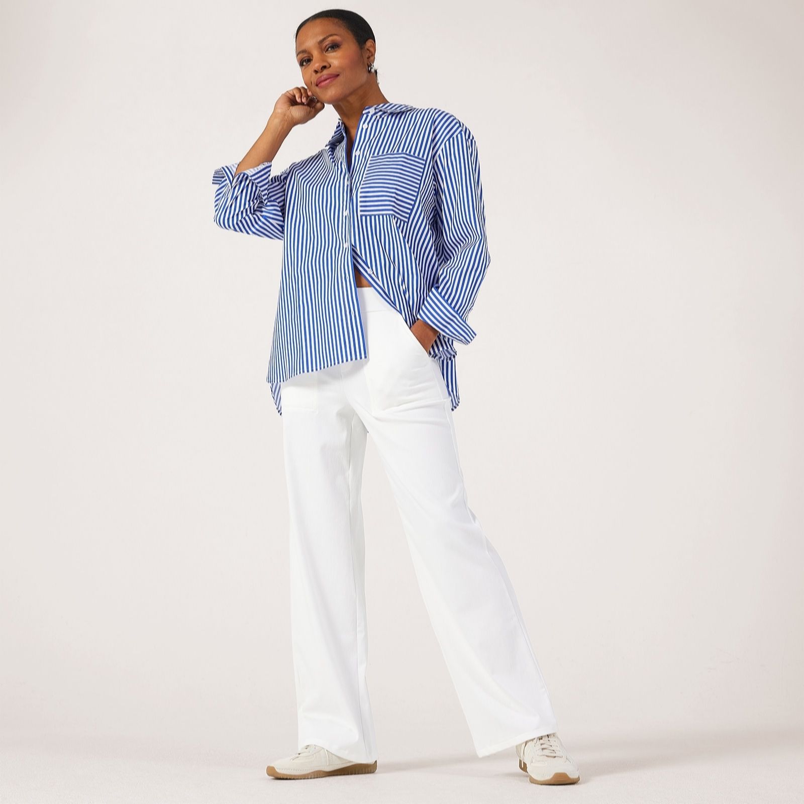 Denim & Co. Comfy Knit Denim Wide Leg Trouser Tall