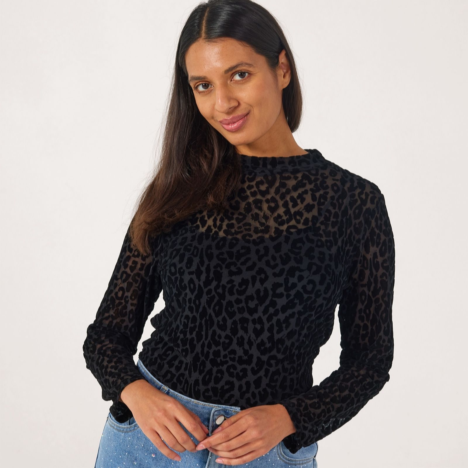 Izabel London Animal Print Top with Built in Cami