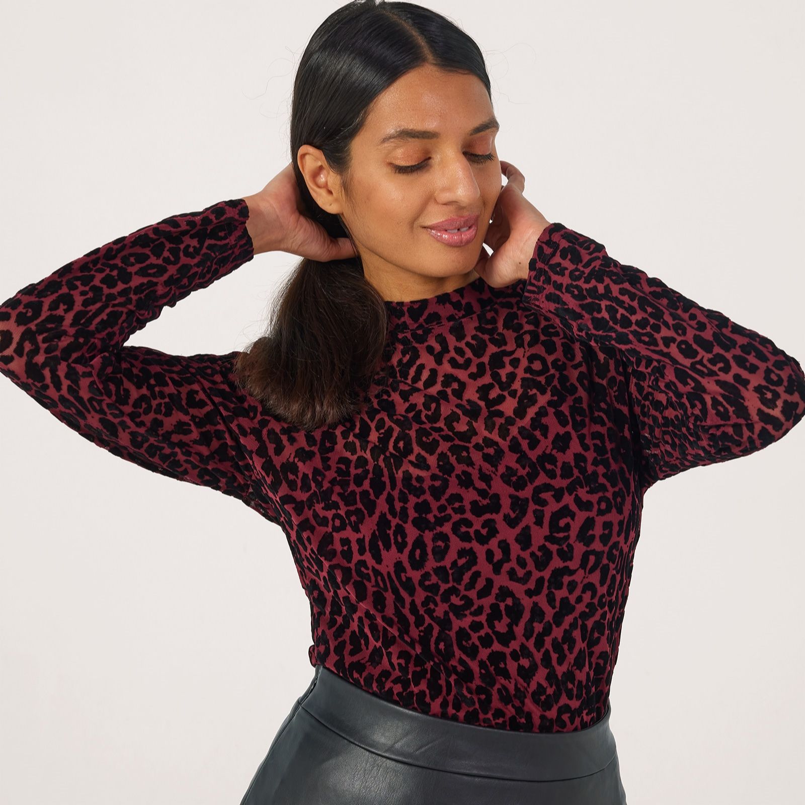 Izabel London Animal Print Top with Built in Cami