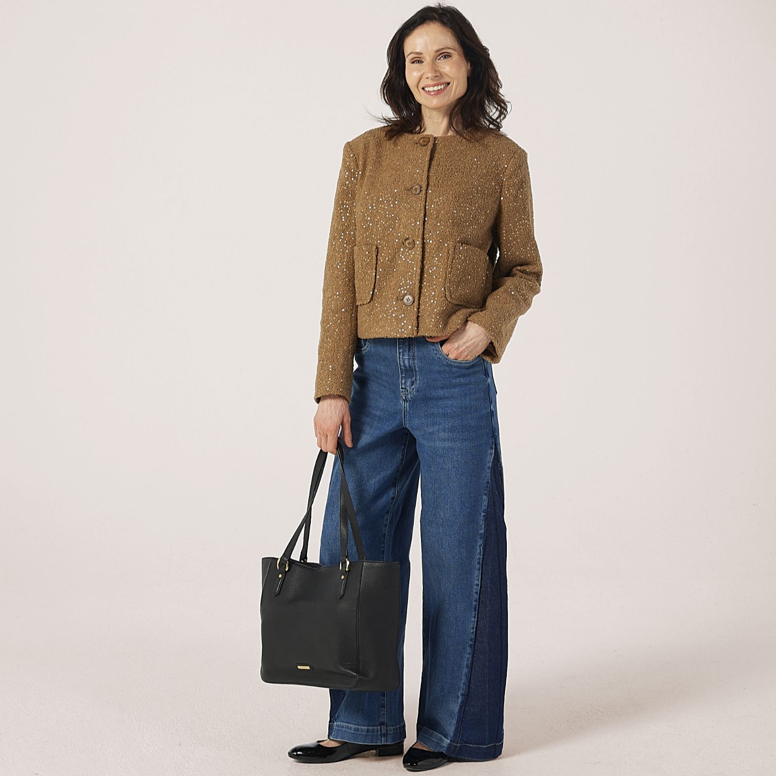 Helene Berman Cosy Sparkle Round Neck Cardigan