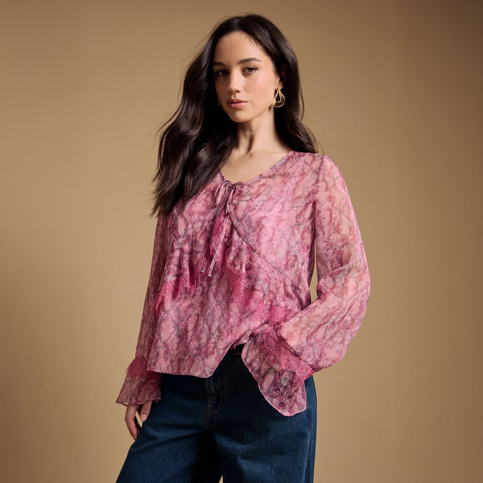 Oasis Ruffle Lace Blouse