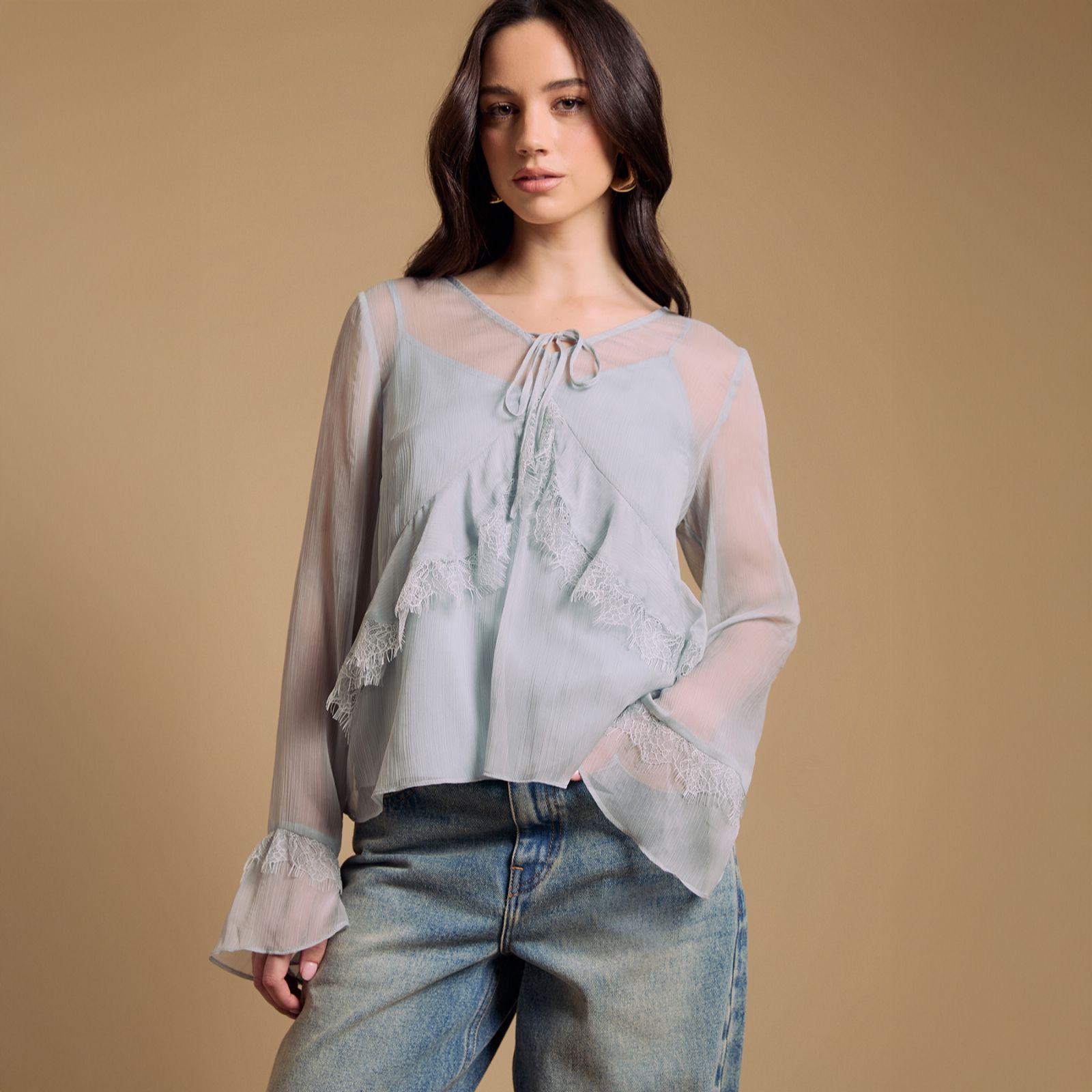 Oasis Ruffle Lace Blouse