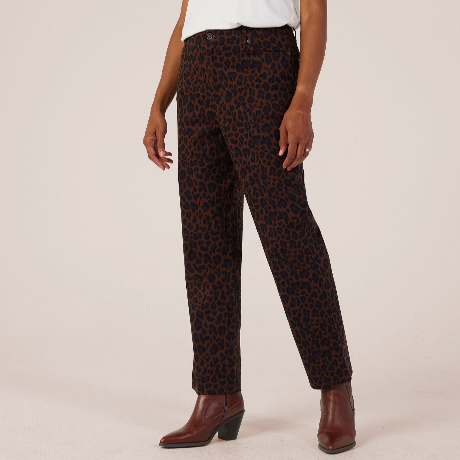 Ruth Langsford Animal Print Straight Leg Jean Petite