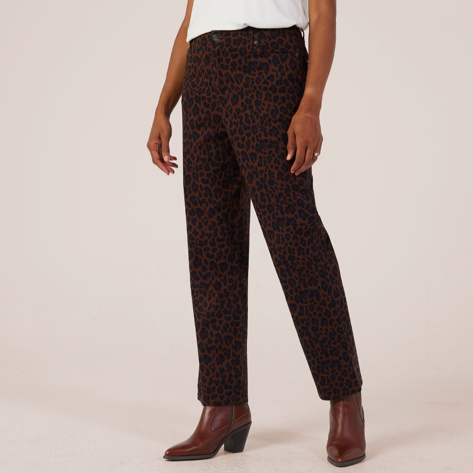 Ruth Langsford Animal Print Straight Leg Jean Petite
