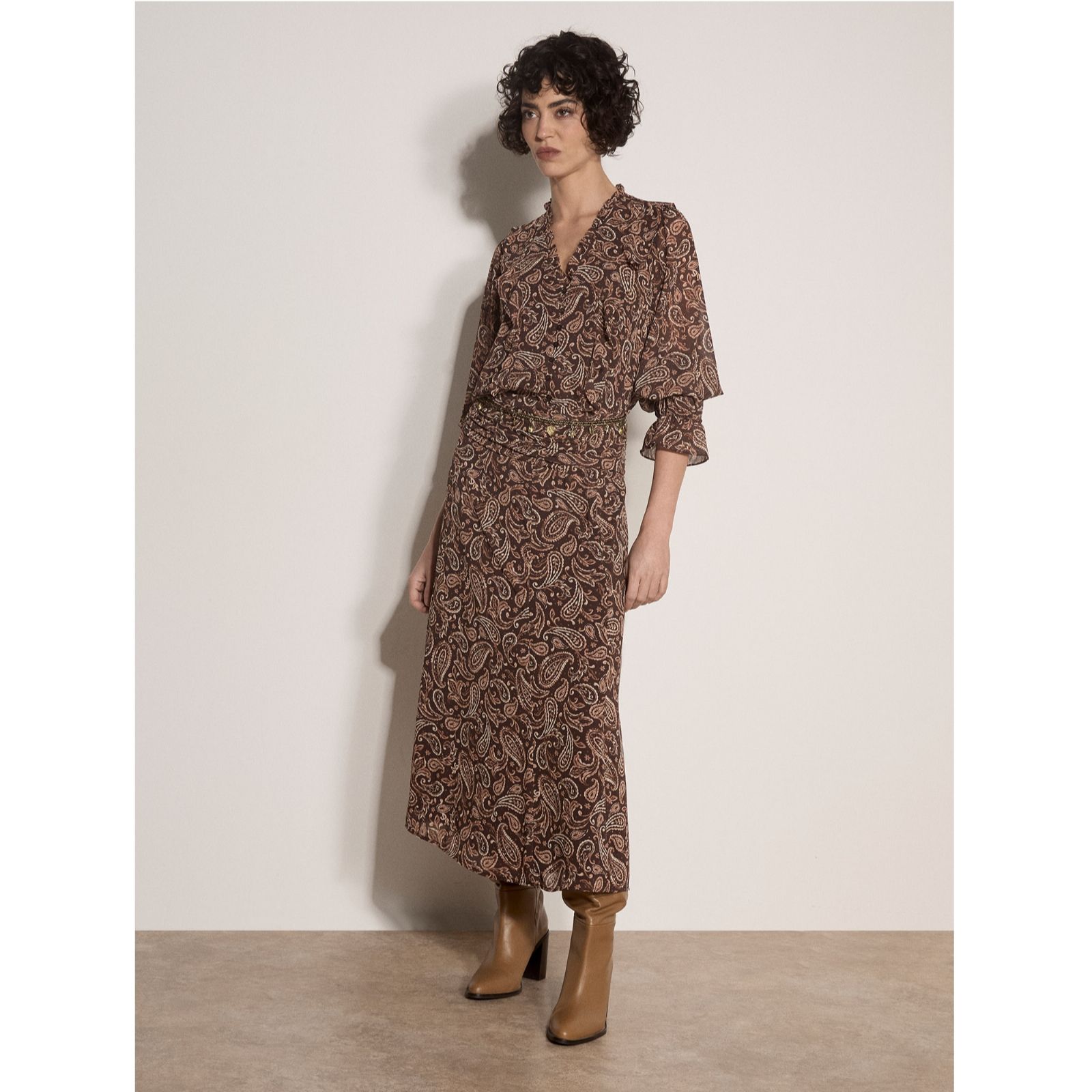 Apricot Painterly Paisley Midaxi Skirt