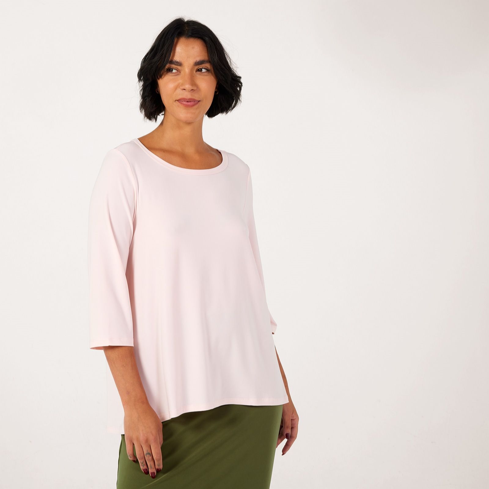 Kim & Co Brazil Jersey 3/4 Sleeve Wide Neck Top