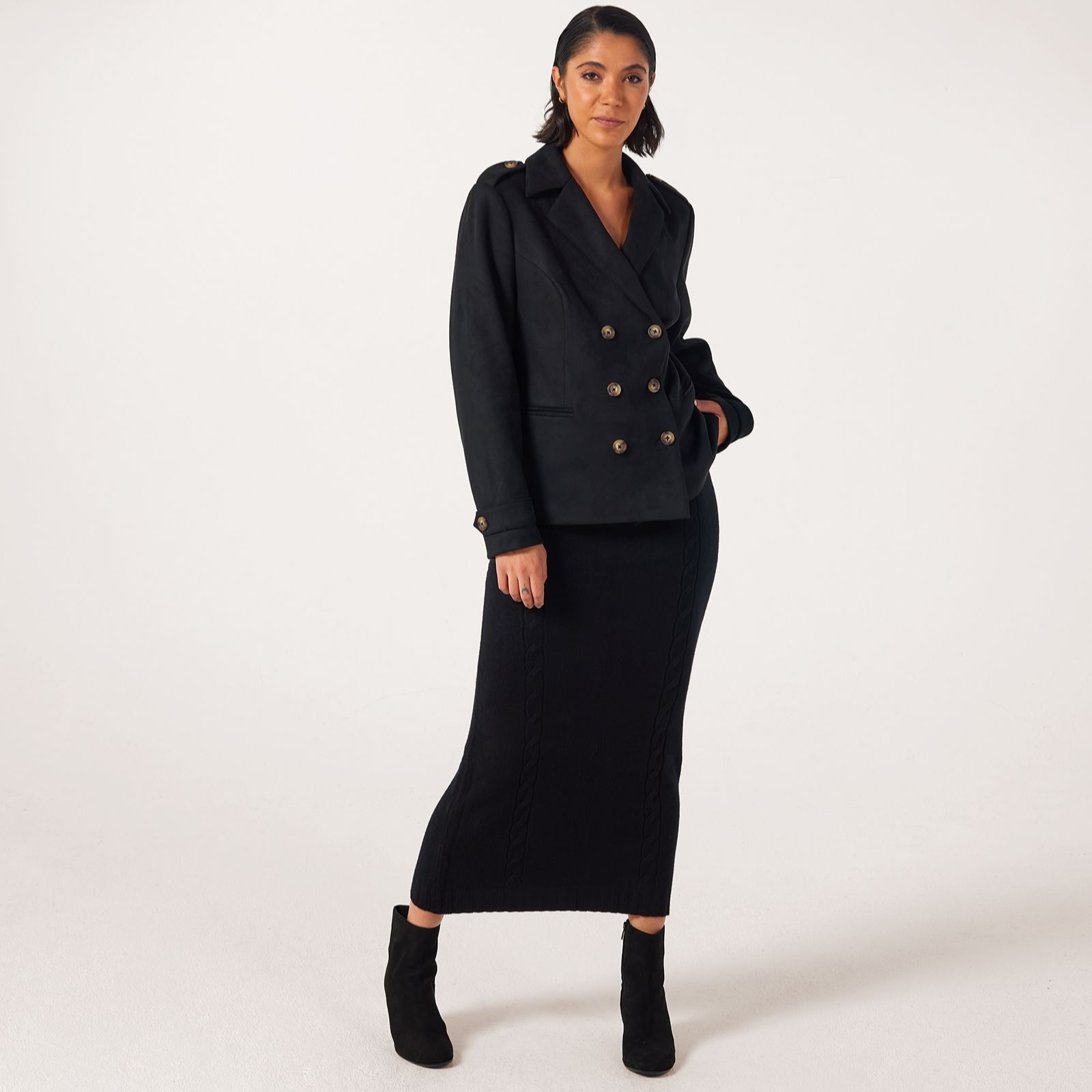 Malissa J Cable Detail Knitted Skirt