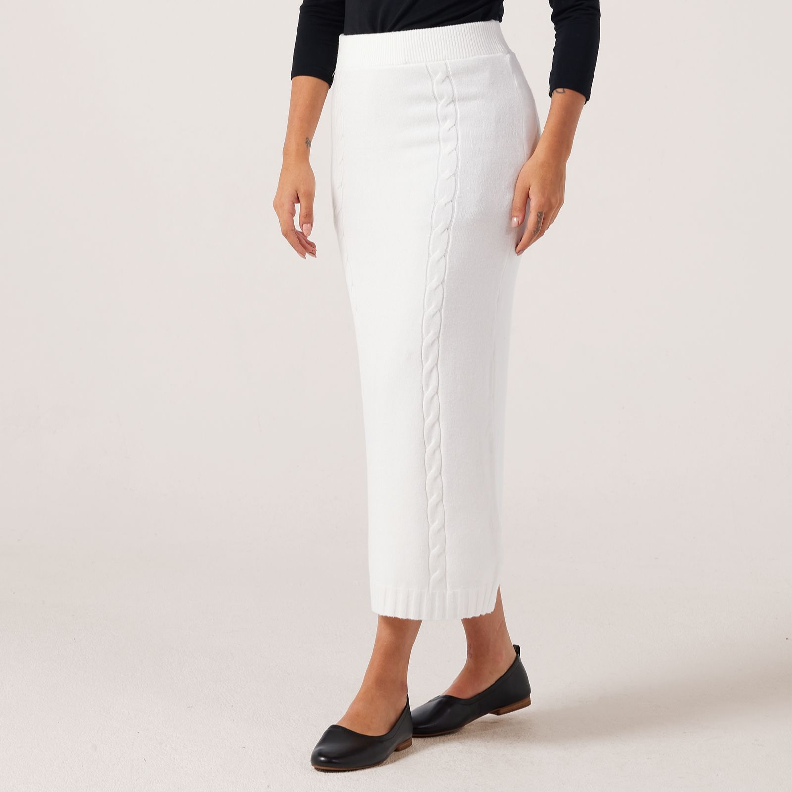 Malissa J Cable Detail Knitted Skirt