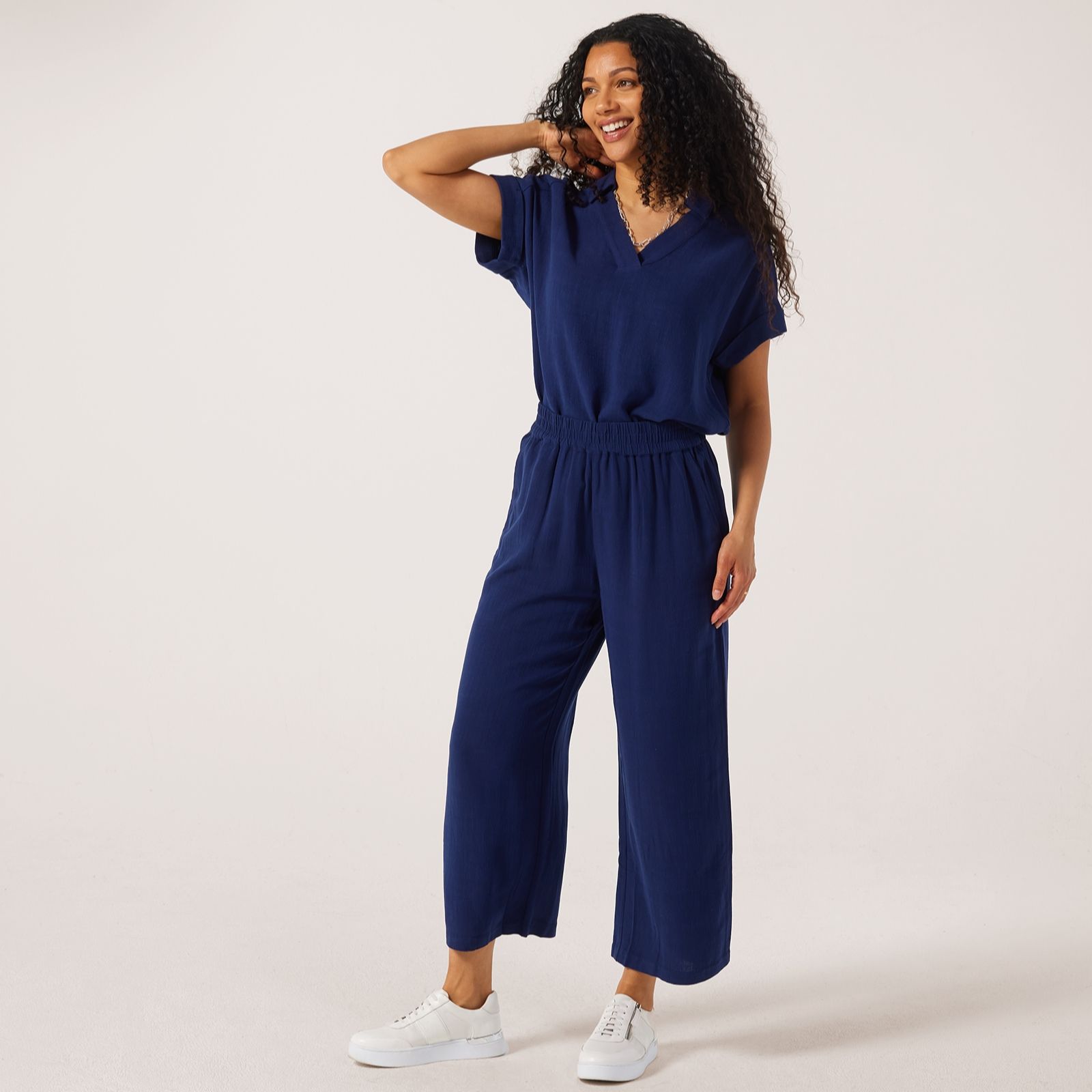 Ruth Langsford Pull On Cropped Linen Blend Trousers Petite