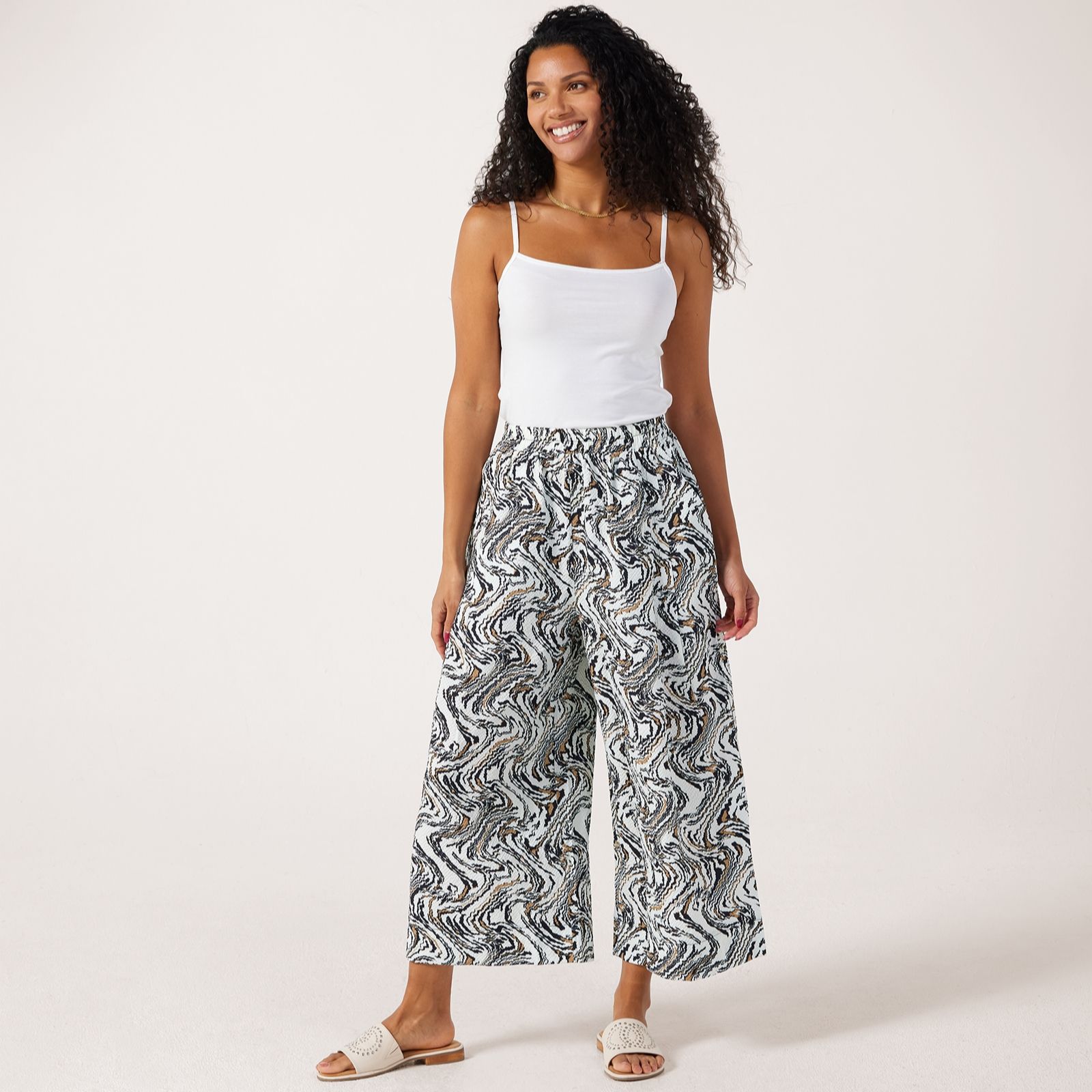 Malissa J Printed Wide Leg Crop Trousers