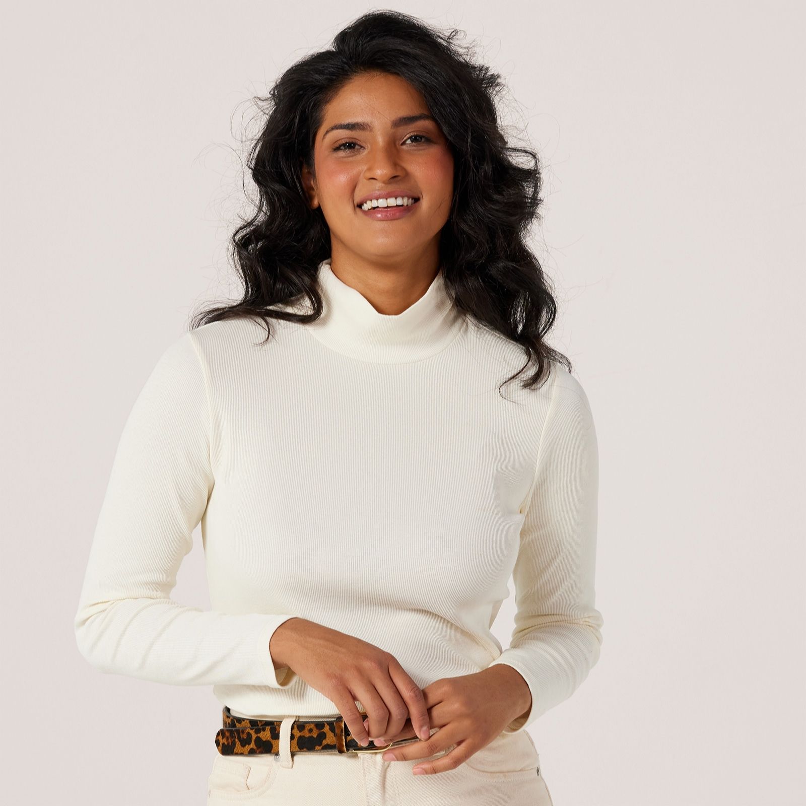 Denim & Co. Rib Funnel Neck Top