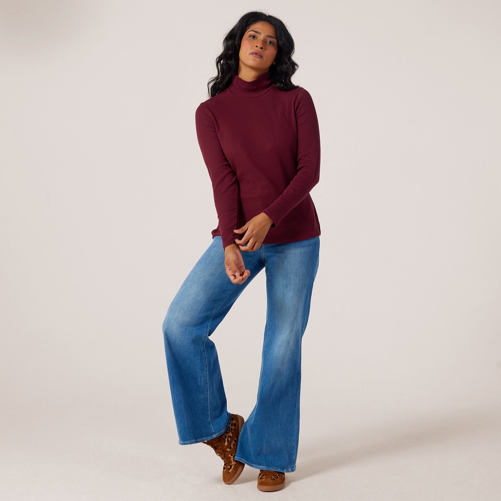 Denim & Co. Rib Funnel Neck Top