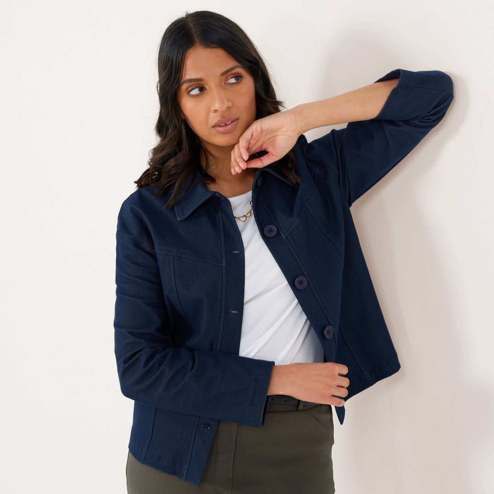 Kim & Co Deluxe Denim Knit Short Jacket