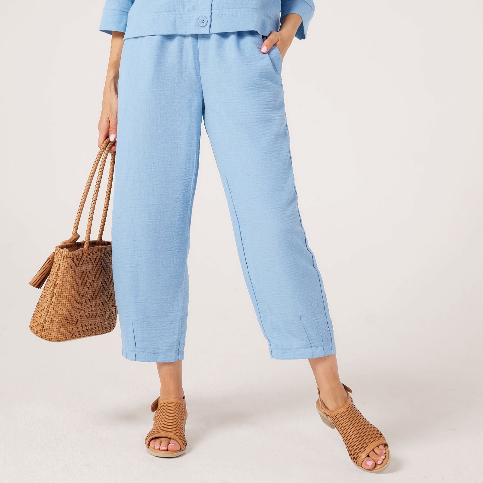 Kim & Co Linen Feel Ankle Length Relaxed Carrot Standard Trousers