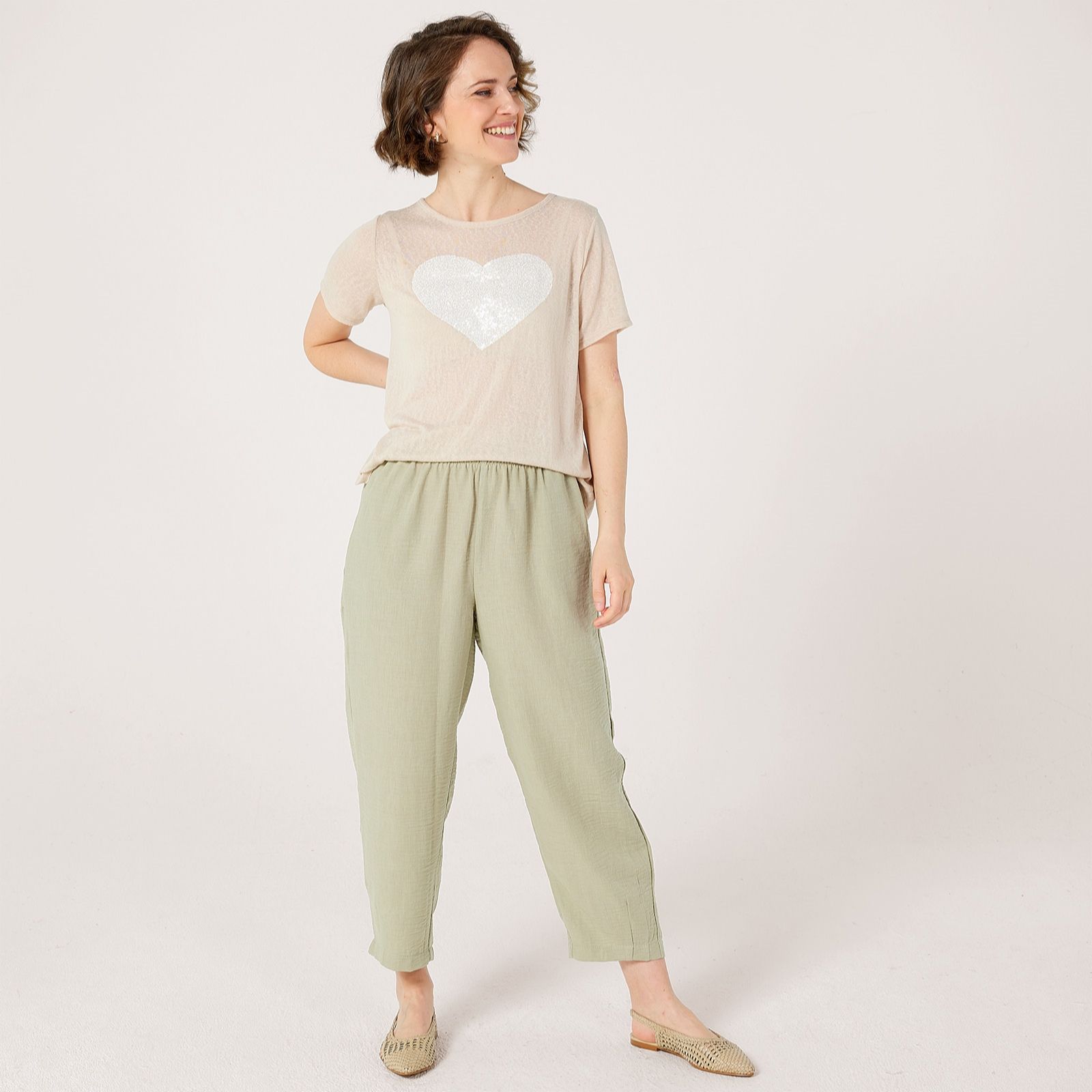 Kim & Co Linen Feel Ankle Length Relaxed Carrot Standard Trousers