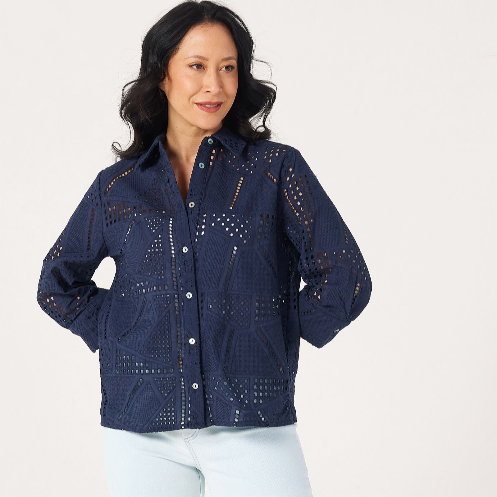 MarlaWynne Colection Pointelle Patchwork Shirt